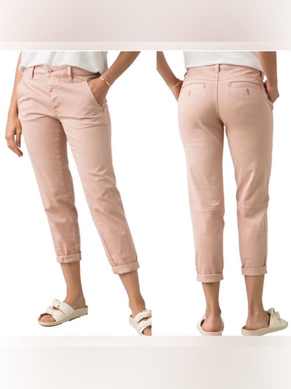 Prana Womens Janessa Pink Wash Mid-Rise Organic Cotton Stretch Chino Pants 2